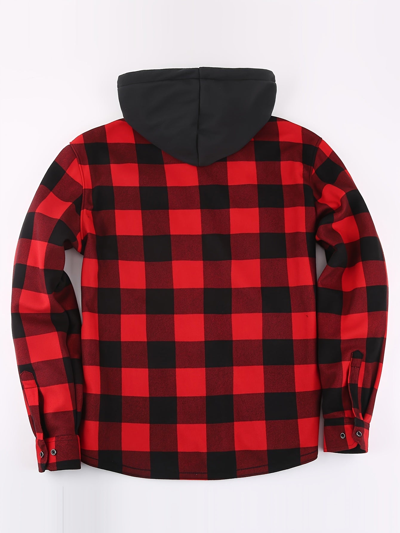 New Men'S Plaid Hooded Long-Sleeved Shirt Outdoor Casual Shirt Jacket | Flannel with Pocket Double Bag Double | Inner Lining Is Thickened | Thermal Shirt