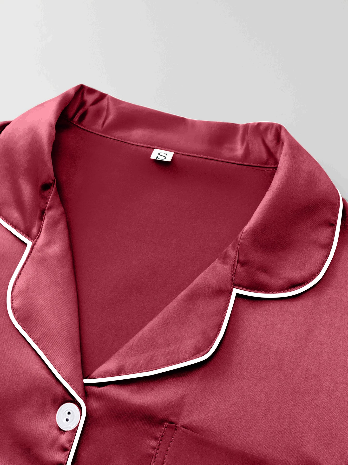 Solid Color Women'S Simple And Comfortable 3pcs Pajama Set, Includes 3pcss: Collared Short-Sleeve Top & Elastic Waist Shorts & Elastic Waist Long Pants Women'S Pajama Set