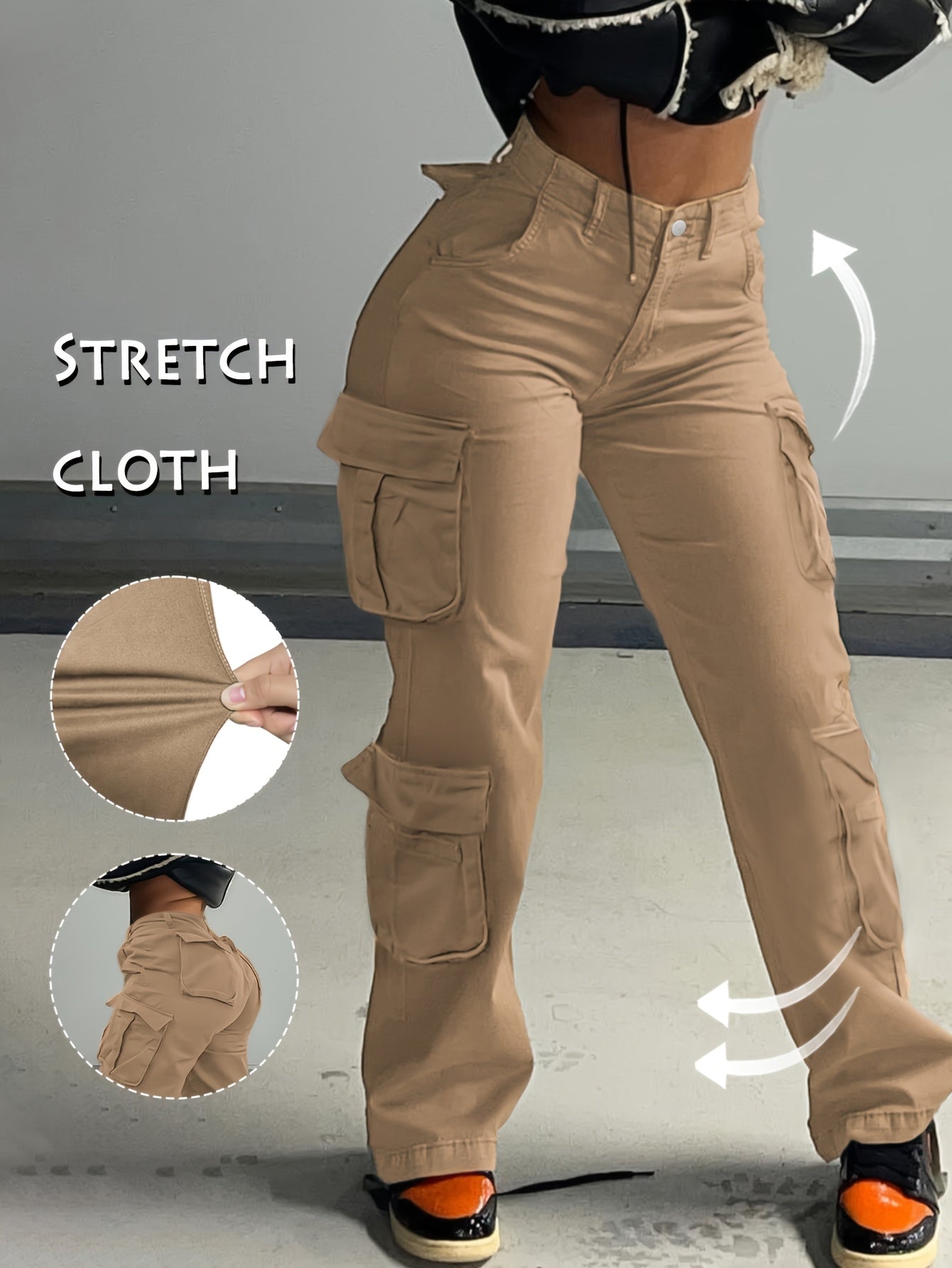 Street Hip-Hop Style Low Waist Multi Pocket Workwear Casual Denim Workwear Pants