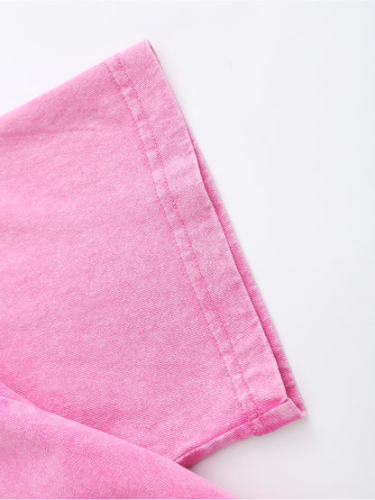 Men'S Casual Retro Washed 230G 100% Pink Short Sleeve T-Shirt, Breathable And Sweat-Absorbent, Comfortable Top, Suitable for All Seasons, Machine Washable, Perfect Holiday Gift for Friends, Plus Size