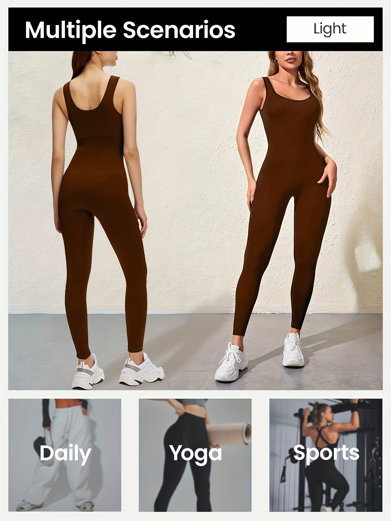 Shapewear Bodysuit For Women Tummy Control Square Neck Seamless Ribbed Jumpsuit Sleeveless Tank Top Leggings, For, High Elastic Fit