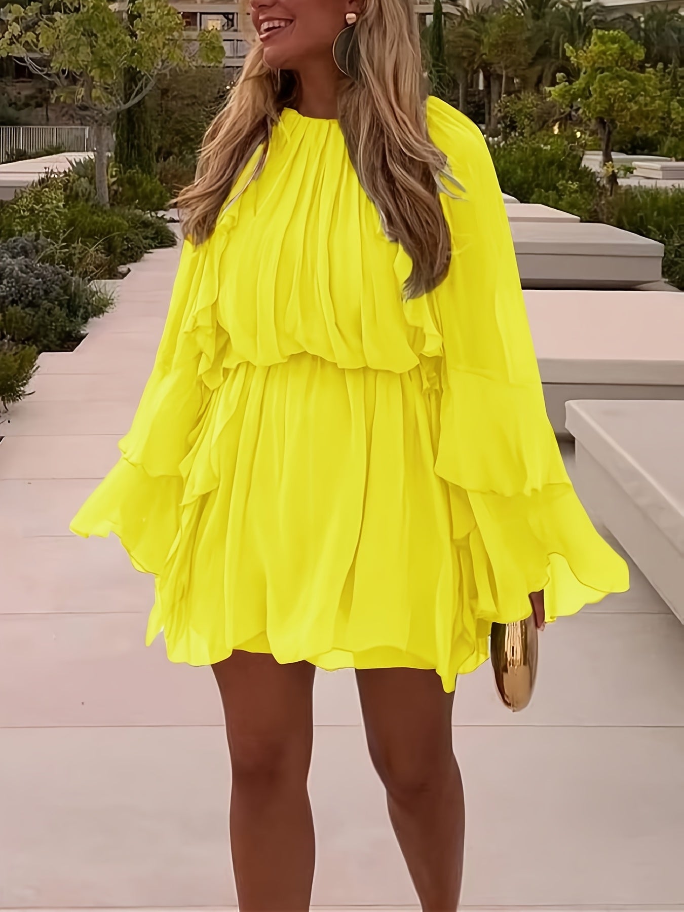 Chic Elegant Women'S Chiffon Layered Ruffle Loose Dress | Spring Summer Casual Vacation