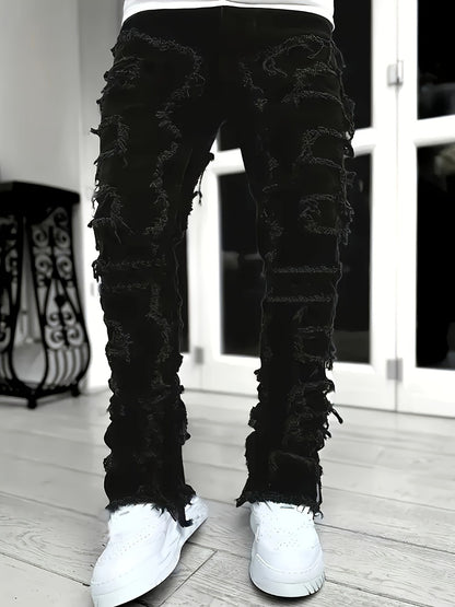 Men's Slim Fit Jeans - Classic Wash Distressed Streetwear 555173