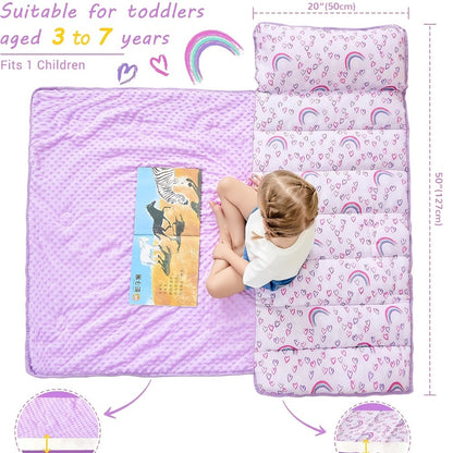 Toddler Nap Mat - Rolled Pillow and Blanket Set