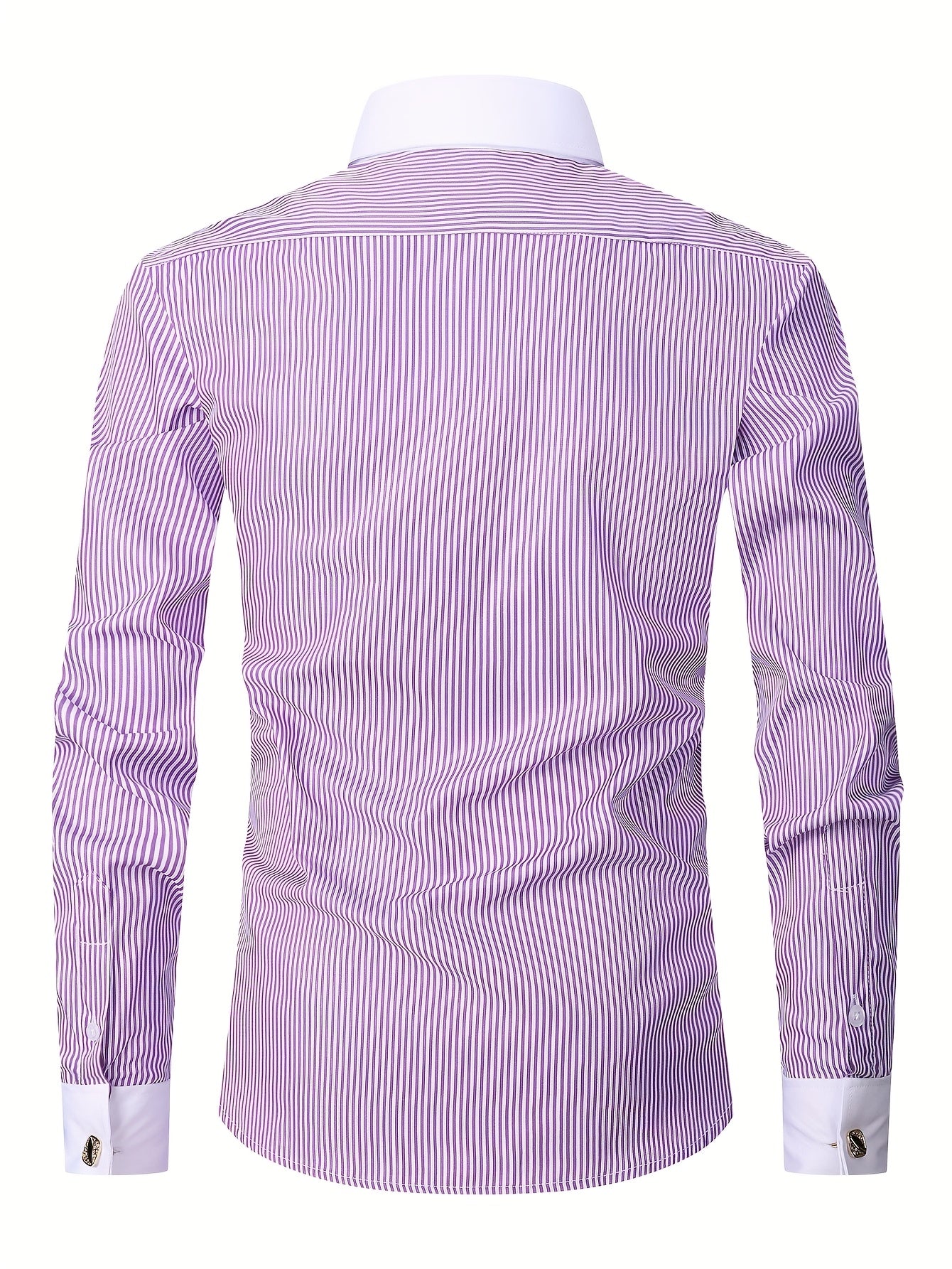 Men'S Striped Dress Shirt Long Sleeve - Premium Formal Shirt for Business, Weddings & Events, Lapel Collar, Single-Breasted, Wrinkle Resistant, Comfort Fit, Classic Office And Party Attire