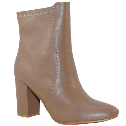TRENDSup Women's Faux Leather Pointed Toe Ankle Booties with Block Heel – Stylish Fall Dress Boots