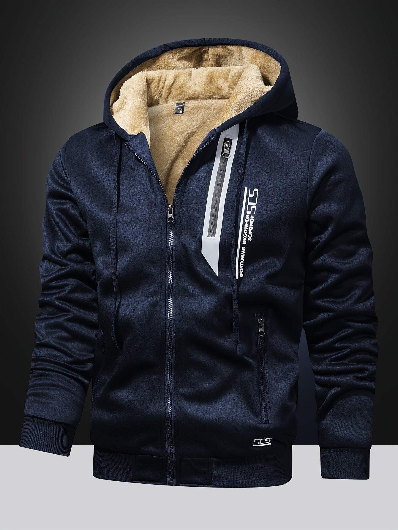 Men's Winter -Lined Thick Warm Hoodie Jacket, Athletic Zip-Up Sweatshirt with Pockets