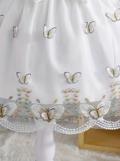 Girls' Clothing, School Season Gifts, Cute Girls' Dresses, Summer Lightweight Net-sheen Dresses, Bow Decoration Dresses, Versatile Fashionable High-end Style, Suitable for Parties And Wedding Seasons, Girls' Princess Dresses, Valentine's Day Gifts