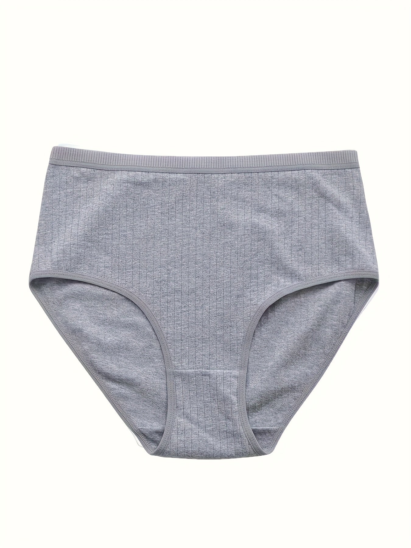 8pcs Of Oversized High Waisted Women's Underwear, 95% 5% Stretch, Breathable, Abdominal Control, Solid Color, Fabric Underwear