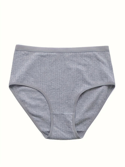 8pcs Of Oversized High Waisted Women's Underwear, 95% 5% Stretch, Breathable, Abdominal Control, Solid Color, Fabric Underwear