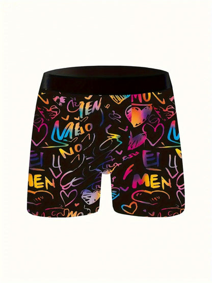10pcs Men's Graffiti and Game Controller Boxer Briefs- Breathable Quick-Dry Polyester, Medium Elasticity, Random Camouflage Print for Home, Swimming, and Casual Wear, Playful Pattern Boxer Briefs| Comfortable and Well-fitted Boxer Shorts