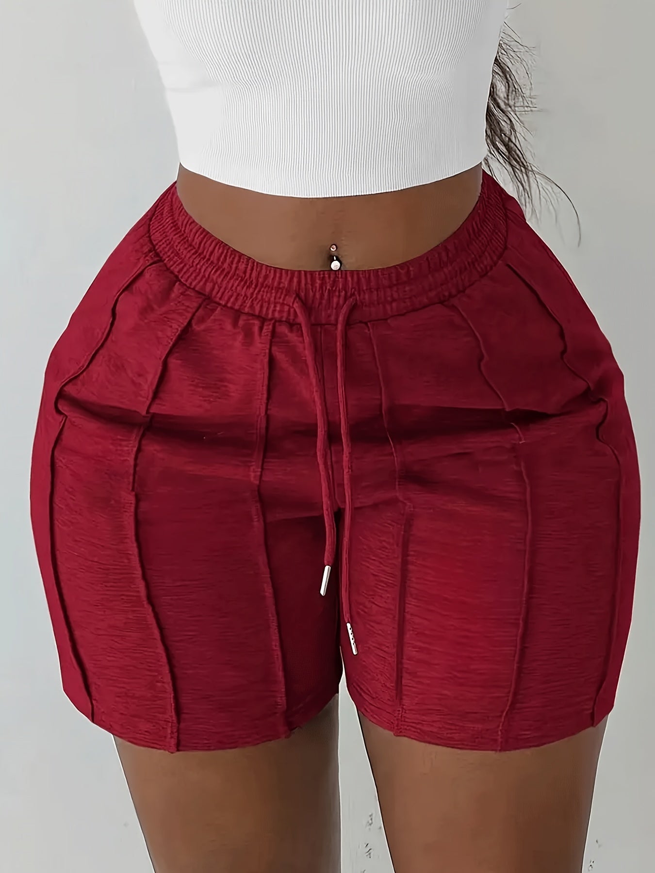Women's White + Black + Gray + Wine Red Shorts - product view 13