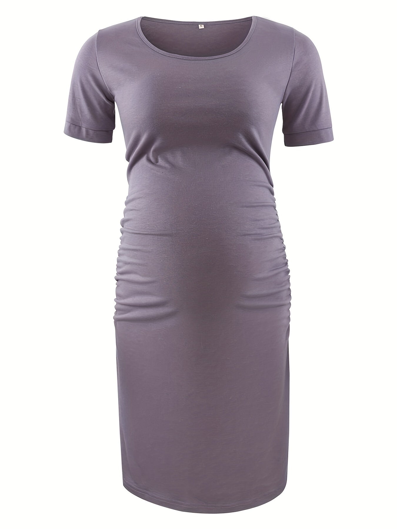 Women's Maternity Bodycon Ruched Side Dress Casual Short Sleeve Dress for Daily Wearing Or Baby Shower
