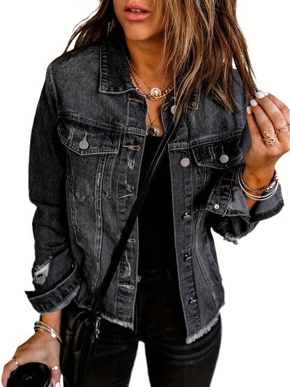 Women's Medium Blue Denim Oversized Denim Jacket - product view 37