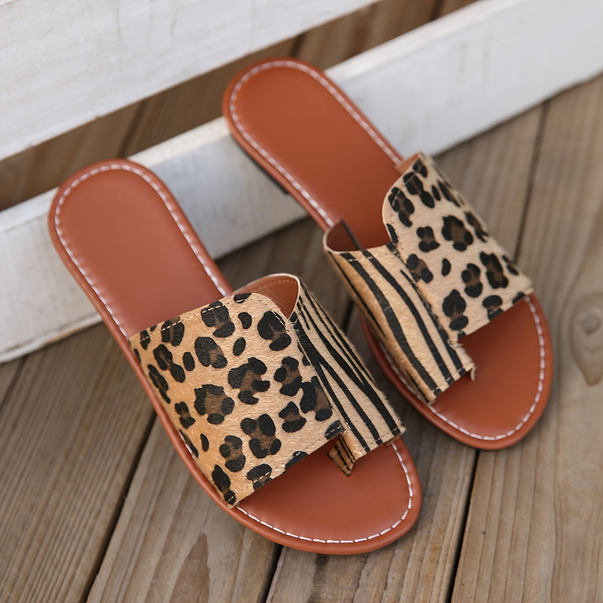 Quick Delivery, Summer Fashionable Women'S Shoes Include Leopard Print Zebra Print Sandals, Casual Flat Slippers, One Foot Shoes, Outdoor Vacation Beach Sandals, Women'S Water Shoes, Women'S Shoe Prices, Summer Essentials
