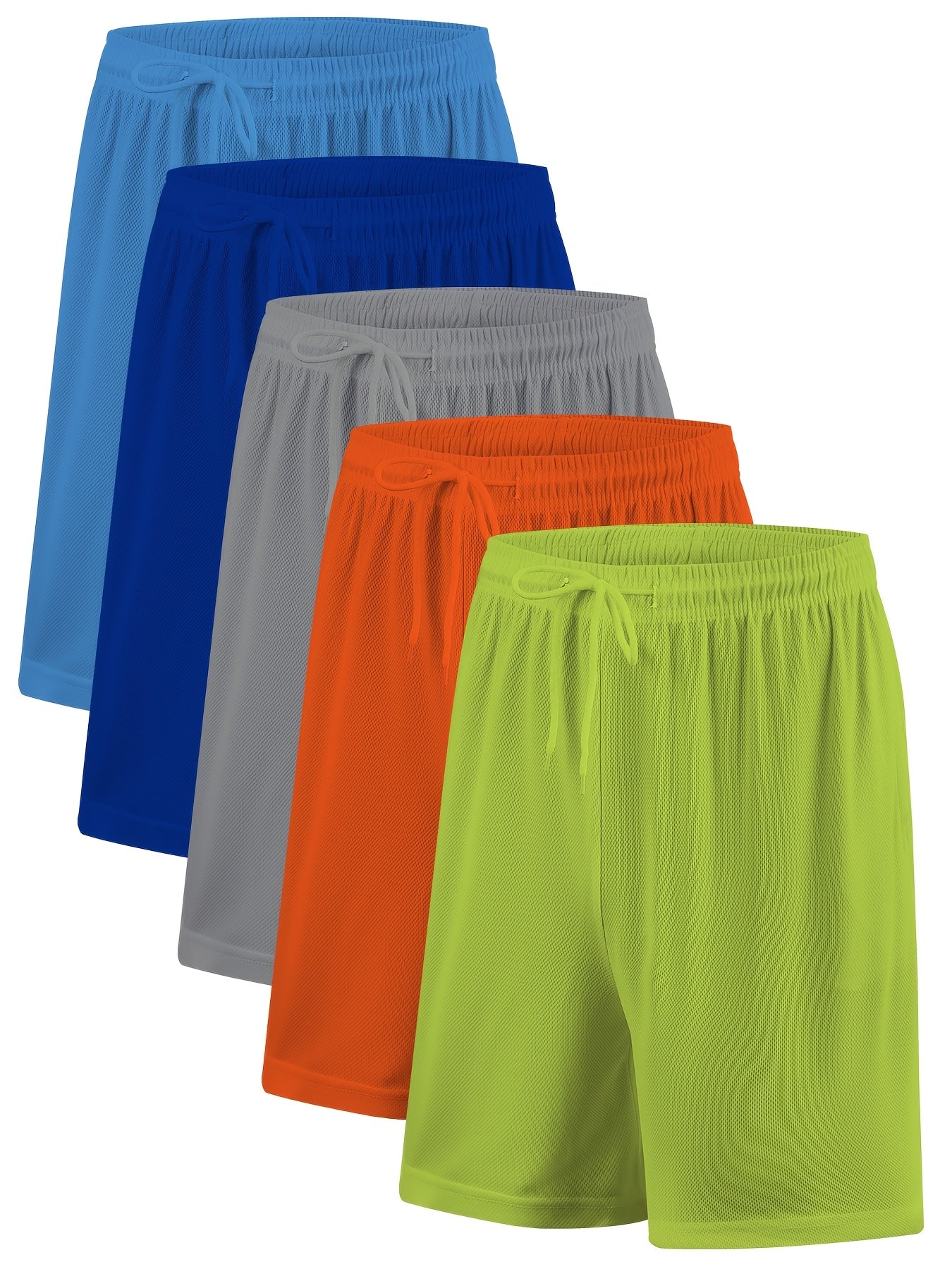 Men's Army Green + Black + Wine Red + Navy Blue + White Polyester Shorts - product view 7