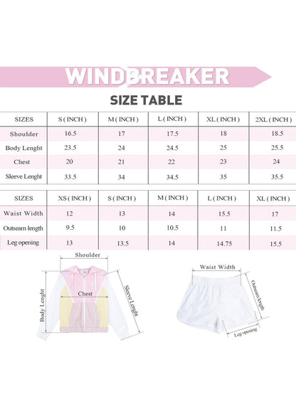 Women's 80s 90s Tracksuit 2 Piece Long Sleeve Outfits Retro Windbreaker Sport Set, Pink Yellow & White Patchwork Zip Elastic Waist Sportswear for Active Lifestyle