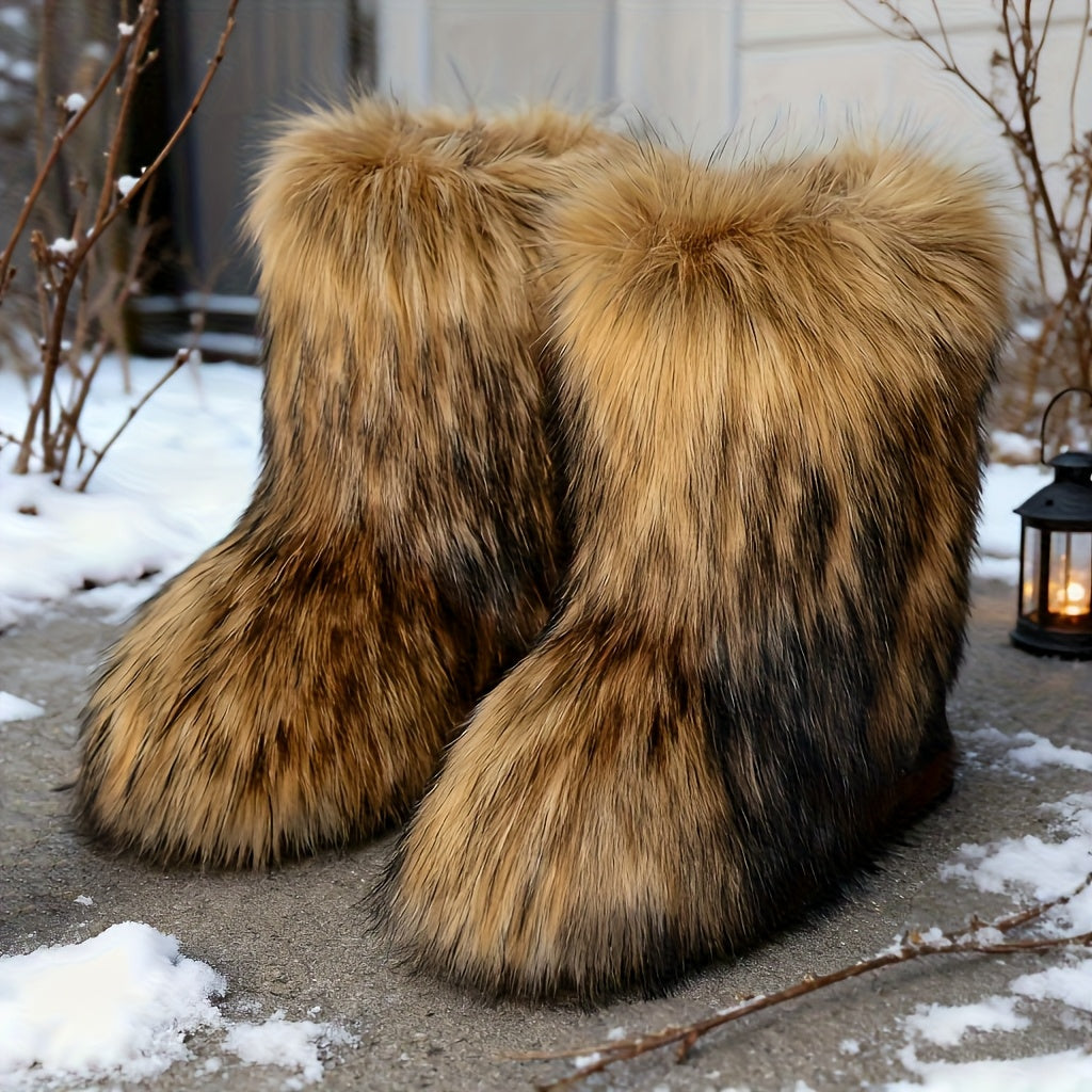 Women'S Fashion Boots: Fluffy, Trendy, Warm, Fluffy Mid-Calf Winter Boots, Stylish, Unique, Cute, Halloween And Christmas Gifts