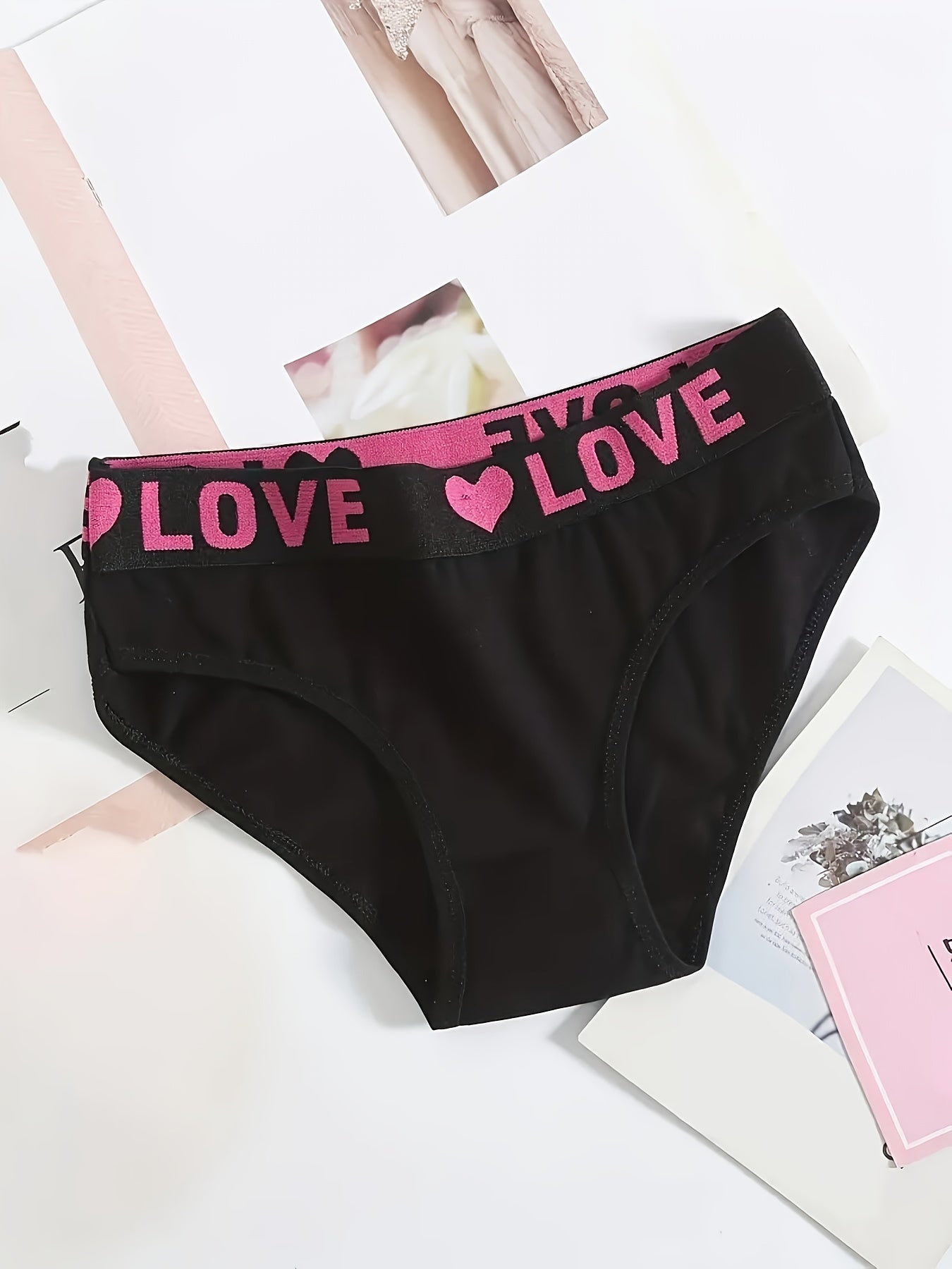 12pcs, Seamless Letter Printed Contrasting Slim Fit Triangle Pants, Easy, Comfortable, Breathable, Seamless Elastic Underwear, Women'S Underwear And Underwear