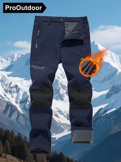 Men's Winter Fleece Pants Outdoor Softshell Pants Thickened Warm Lined Camping Fishing Trekking Hiking Pants Casual Trousers