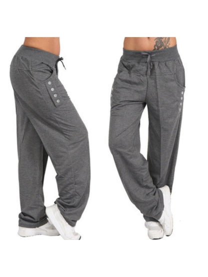 Plus Size, Drawstring Waist Wide Leg Pants Solid Color Casual Trousers Versatile Everyday Bottoms for Women
