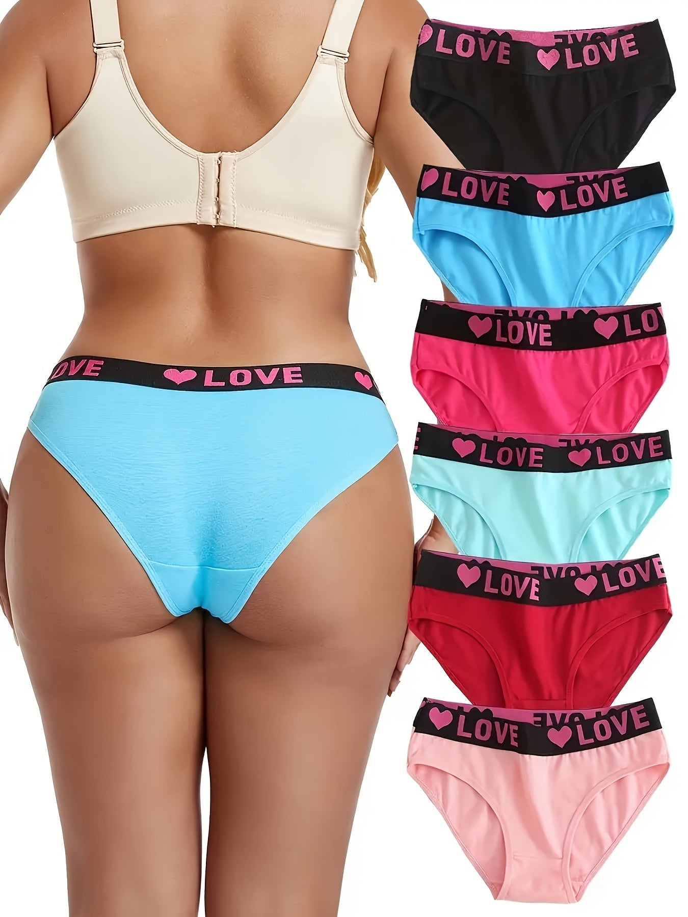 6 Seamless Letter Printed Color Blocked Triangle Pants, Sexy, Comfortable, Breathable And Elastic Underwear, Women's Underwear And Underwear