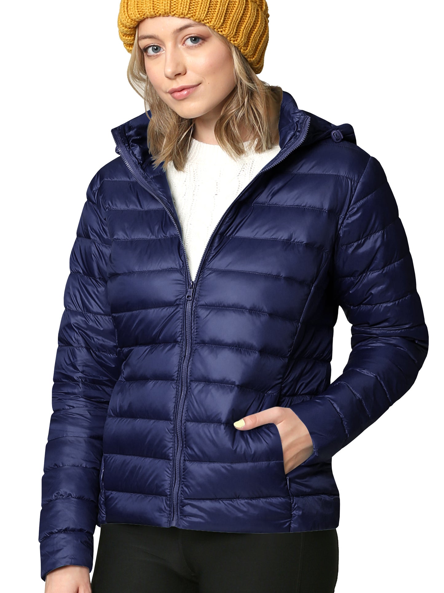 Women's Ultra Light Weight Packable Down Jacket with Removable Hood
