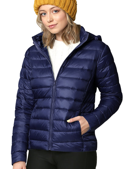 Women's Ultra Light Weight Packable Down Jacket with Removable Hood