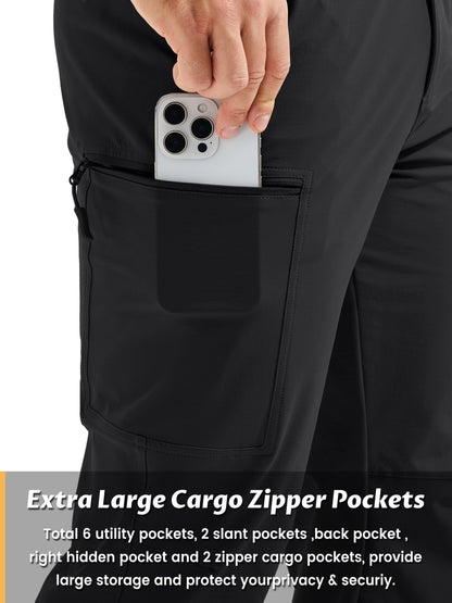 Men'S Cargo Pants Spring Hiking Trousers Quick-Dry Ripstop Stretch Fabric Breathable Moisture-Wicking Lightweight Elastic Waist And 3D-Cut 6 Pockets Outdoor Pants for Fishing Travel Camping, Work in Spring And Summer