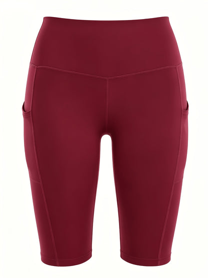 4pcs Women's High-Waisted Yoga Shorts with Pockets, Stretchy Fitness Running Cycling Workout Shorts with Tummy Control