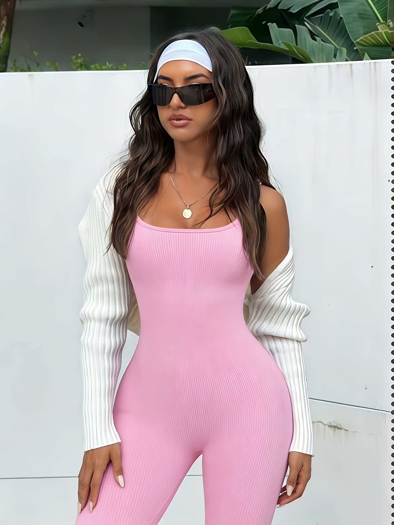 Shapewear Bodysuit For Women Tummy Control Square Neck Seamless Ribbed Jumpsuit Sleeveless Tank Top Leggings, For, High Elastic Fit