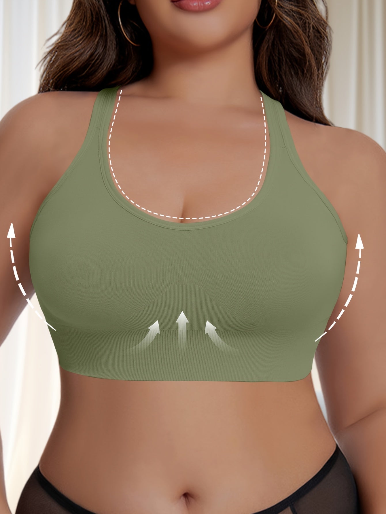 Set of Five Plus-Size Push-Up Bras Featuring a Seamless Design, Shock-Absorbing Tank Top, And a Cross-Back Style. They Are Breathable And Comfortable, Ideal for, And Workouts. The Round Neckline Offers Strong, Enduring Support