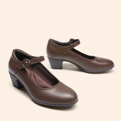 Women's Pumps Low Chunky Mary Jane Heels Closed Toe Comfortable Work Dress Shoes