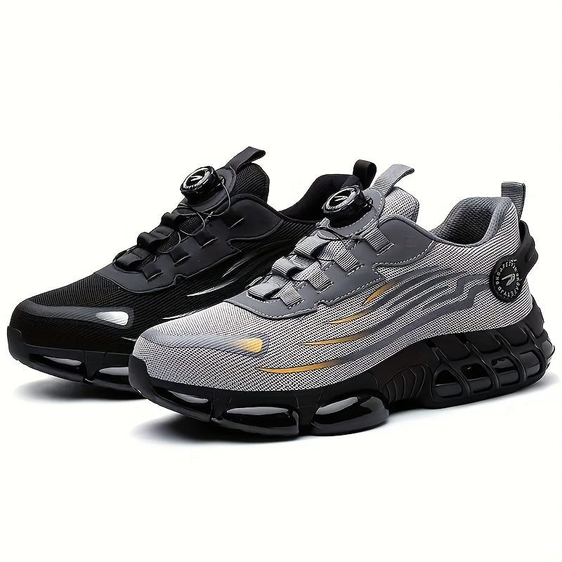 Men's Breathable Work Shoes - Durable Safety Shoes Suitable for Industrial and Casual Wear with Reflective Stripes
