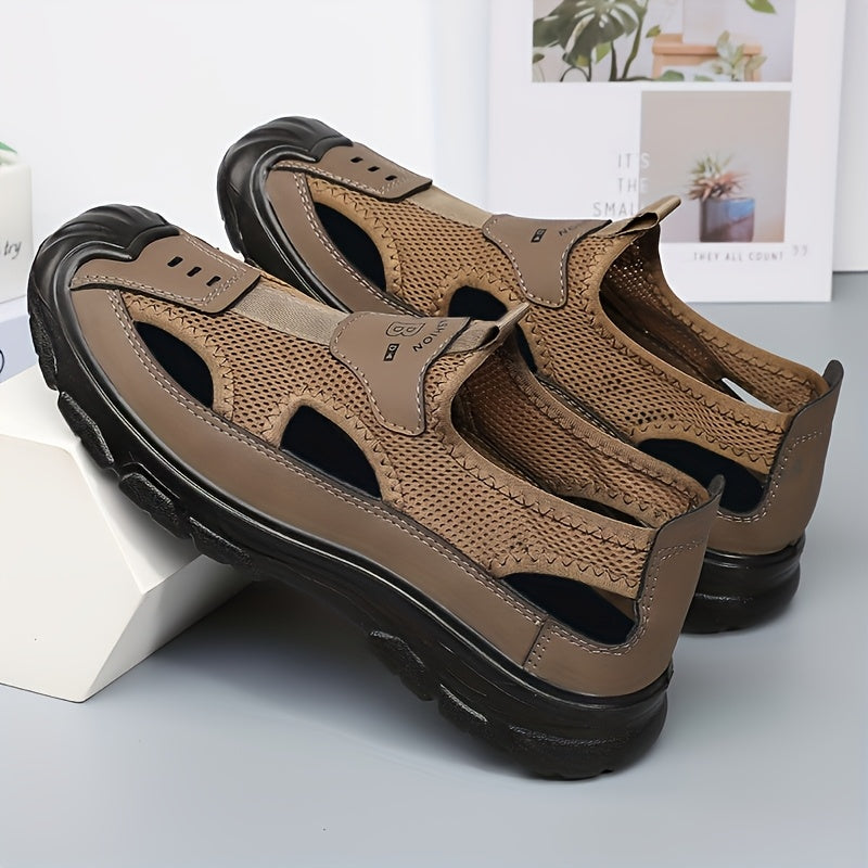 Men's Lightweight Breathable Slip- Sandals with Hollow Sole Technology - Low-Cut Sole & Upper, Round Toe Beach Sneakers Suitable for, Casual Wear, Outdoor Sports - - Comfortable Athletic Footwear