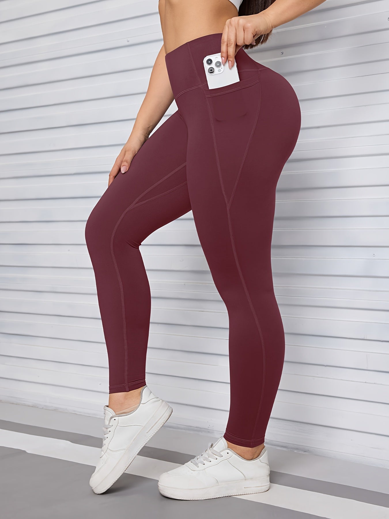 5pcs Women' High Waisted Cropped Leggings with Pockets - Full-Length Suitable for & Casual Attire, Non-Sheer Tummy Pants, Machine Washable Stretchy Base Layer for,, Layering (Year-Round)