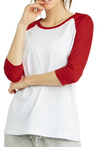 LADIES COTTON BASIC BASEBALL TEE