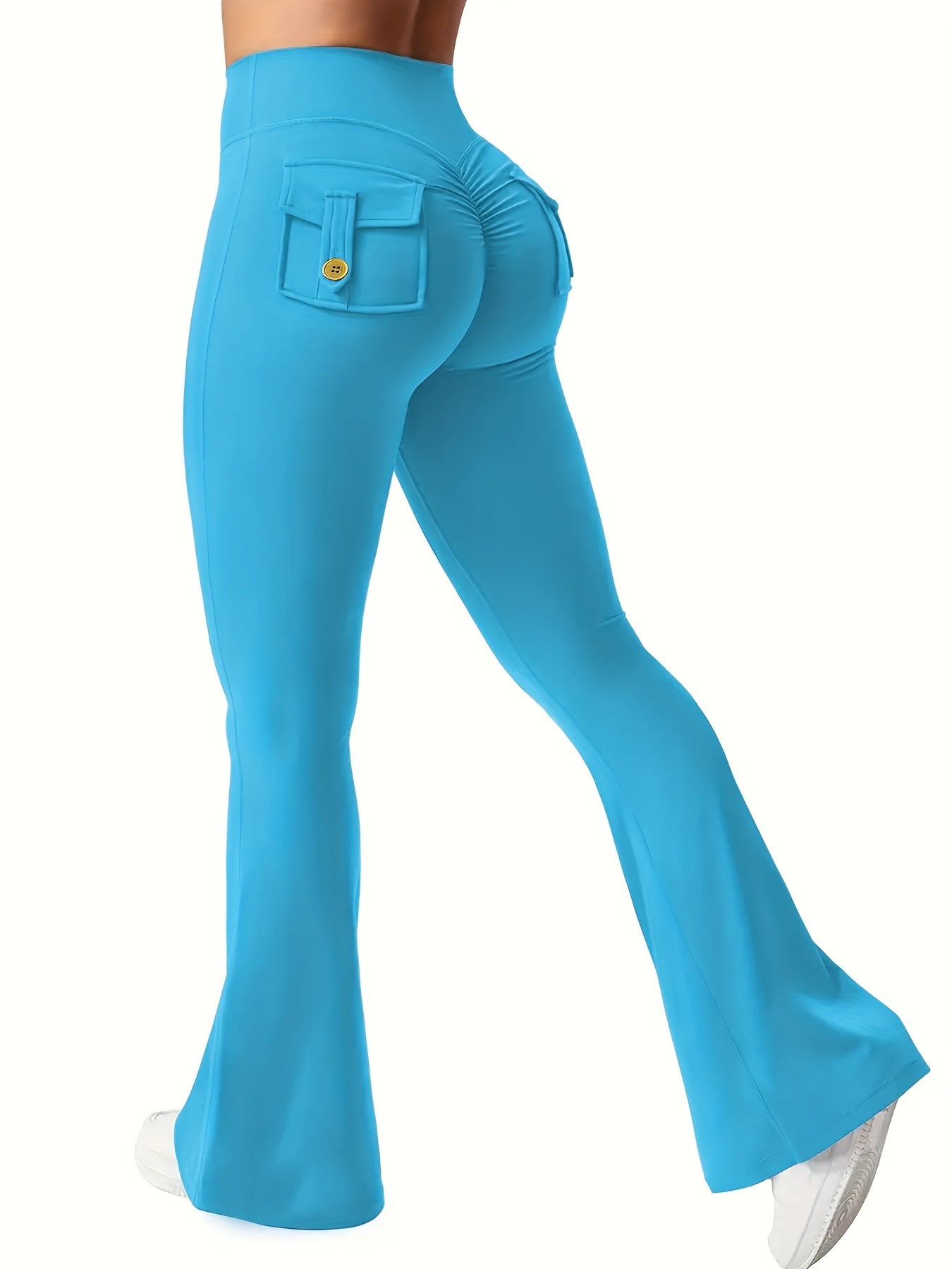 New Women'S Casual Loudspeaker Yoga Pants Training Loudspeaker Pants High Waist Work Clothes Belt Pocket Sportswear