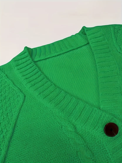 [Cozy Cable Cardigan] Plus Size - Cozy Plus Size Cable Cardigan - Soft Long Sleeve Open Front Layer for Comfortable Everyday Wear
