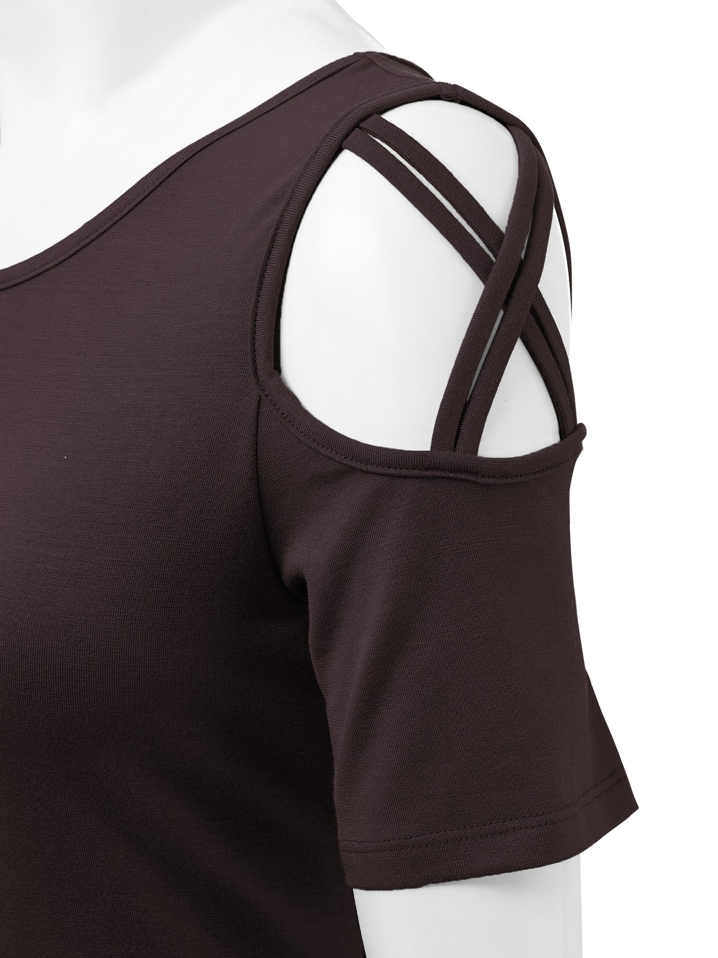 Women's Casual Open Strap Shoulder Short Sleeve Top