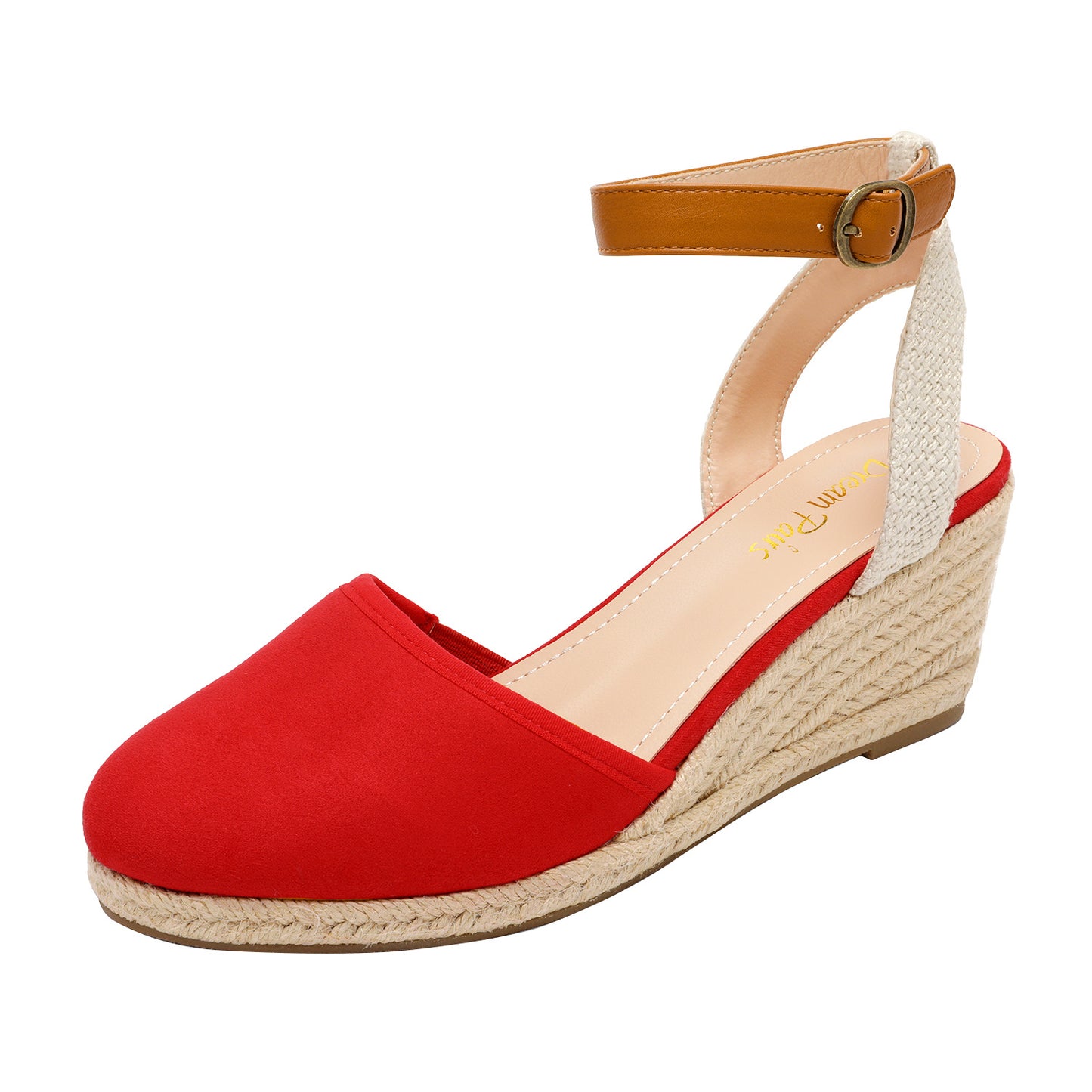 Women's Ankle Strap Closed Toe Espadrille Wedge Heels Sandals, Versatile and Stylish for weddings, shopping, dating, with wrap dresses, jeans, skirts, shorts, jumpsuits, for formal or casual occasions