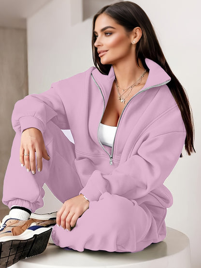 A Set of Autumn And Winter European And American Women'S Two-Piece Suits, Sweatshirts, Trousers, Fleece Sports, Street Fashion And Casual Suits