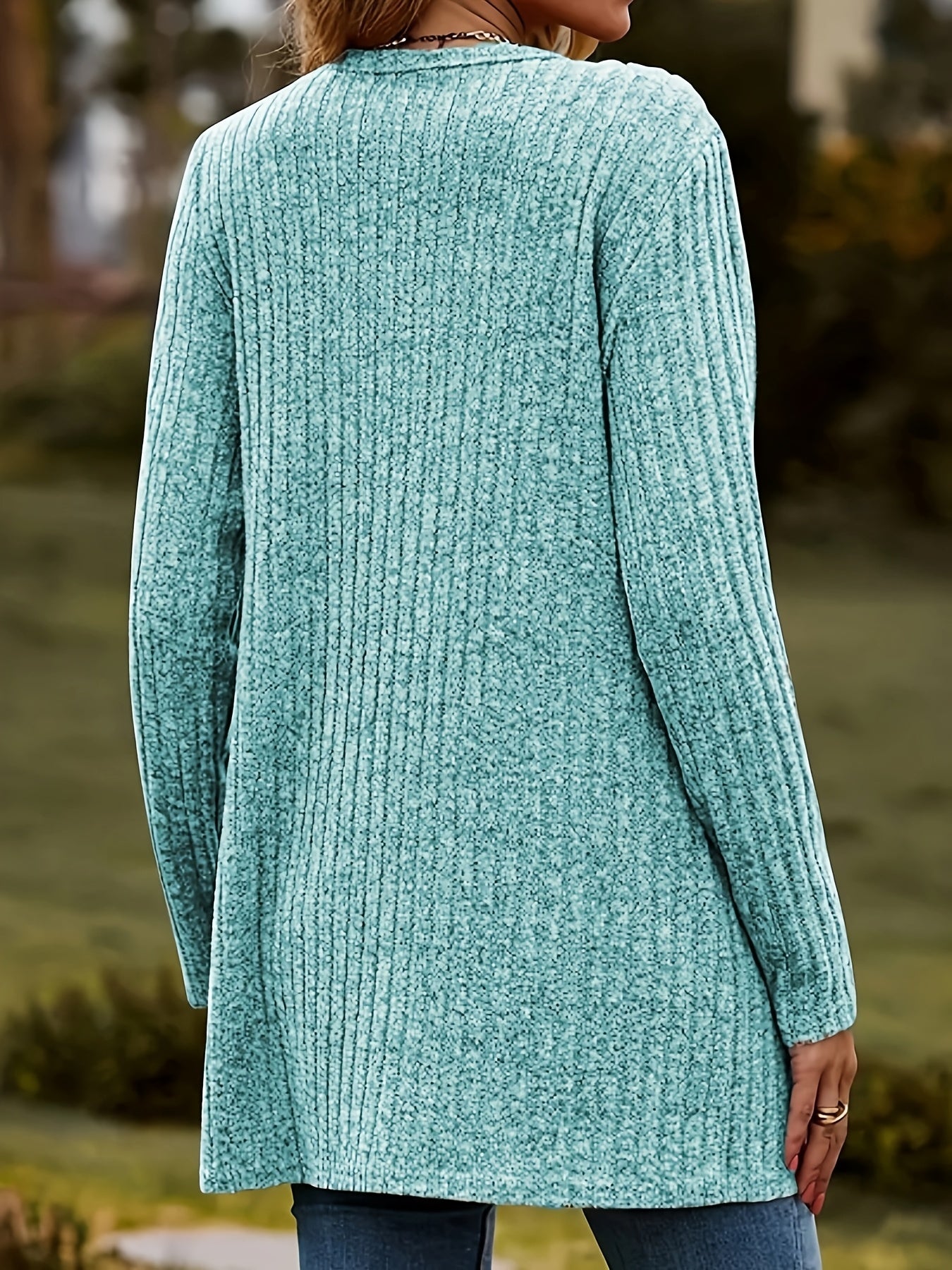 Elegant Orientation + Women'S Fashion Elegant Rib Button Pocket Cardigan