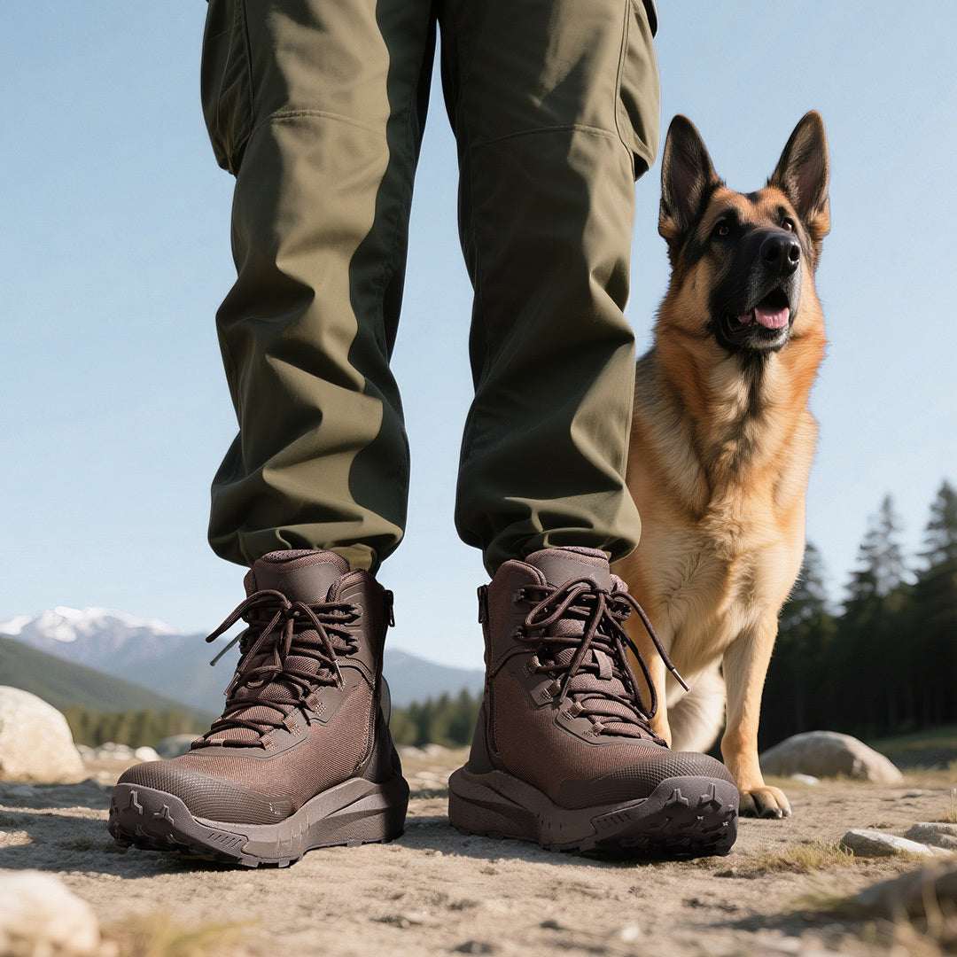 NORTIV 8 Men's Tactical Hiking Boot Lightweight Boots for Work All Day Side Zipper Motorcycle Combat Boot Arch Support 8 Inches