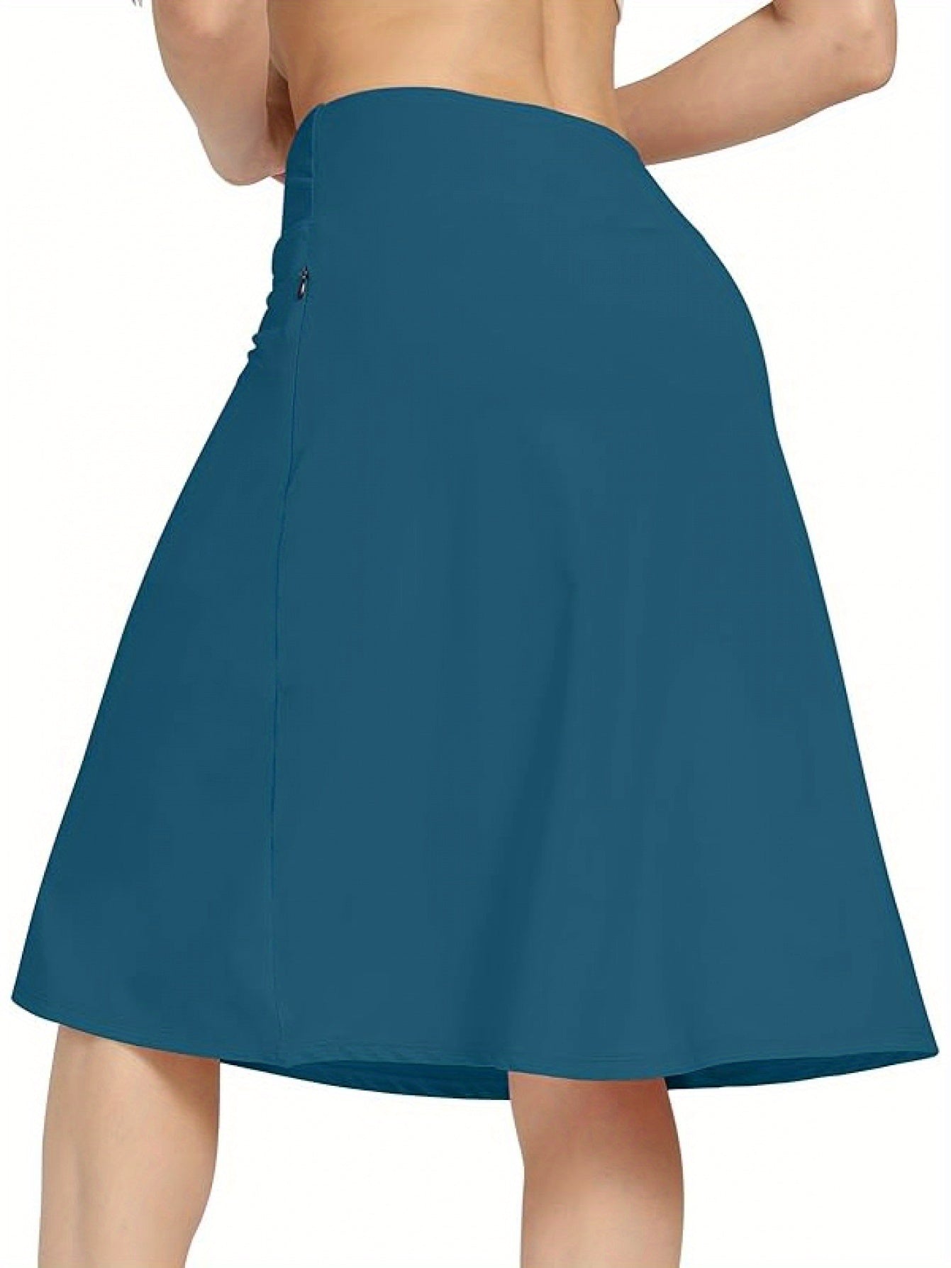 Scacto Women's Office-Ready Midi Skirt- Built-In Shorts, Hidden Drawstring, Zippered Pockets, Business Casual