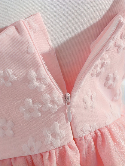 Girls' Clothing, School Season Gifts, Cute Girls' Dresses, Summer Lightweight Net-sheen Dresses, Bow Decoration Dresses, Versatile Fashionable High-end Style, Suitable for Parties And Wedding Seasons, Girls' Princess Dresses, Valentine's Day Gifts
