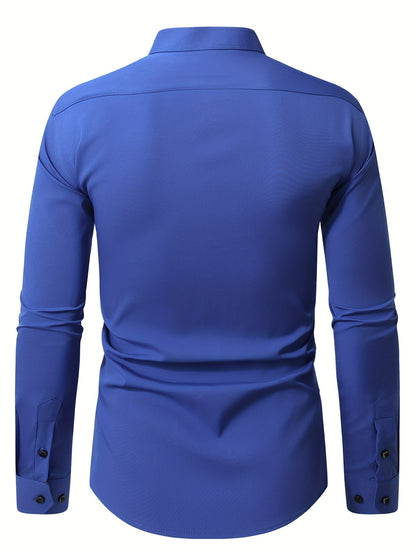 Men'S Henley Collar Long Sleeve Shirt | Casual, All-season, Solid Color, Regular Fit, Button Details, Woven Fabric