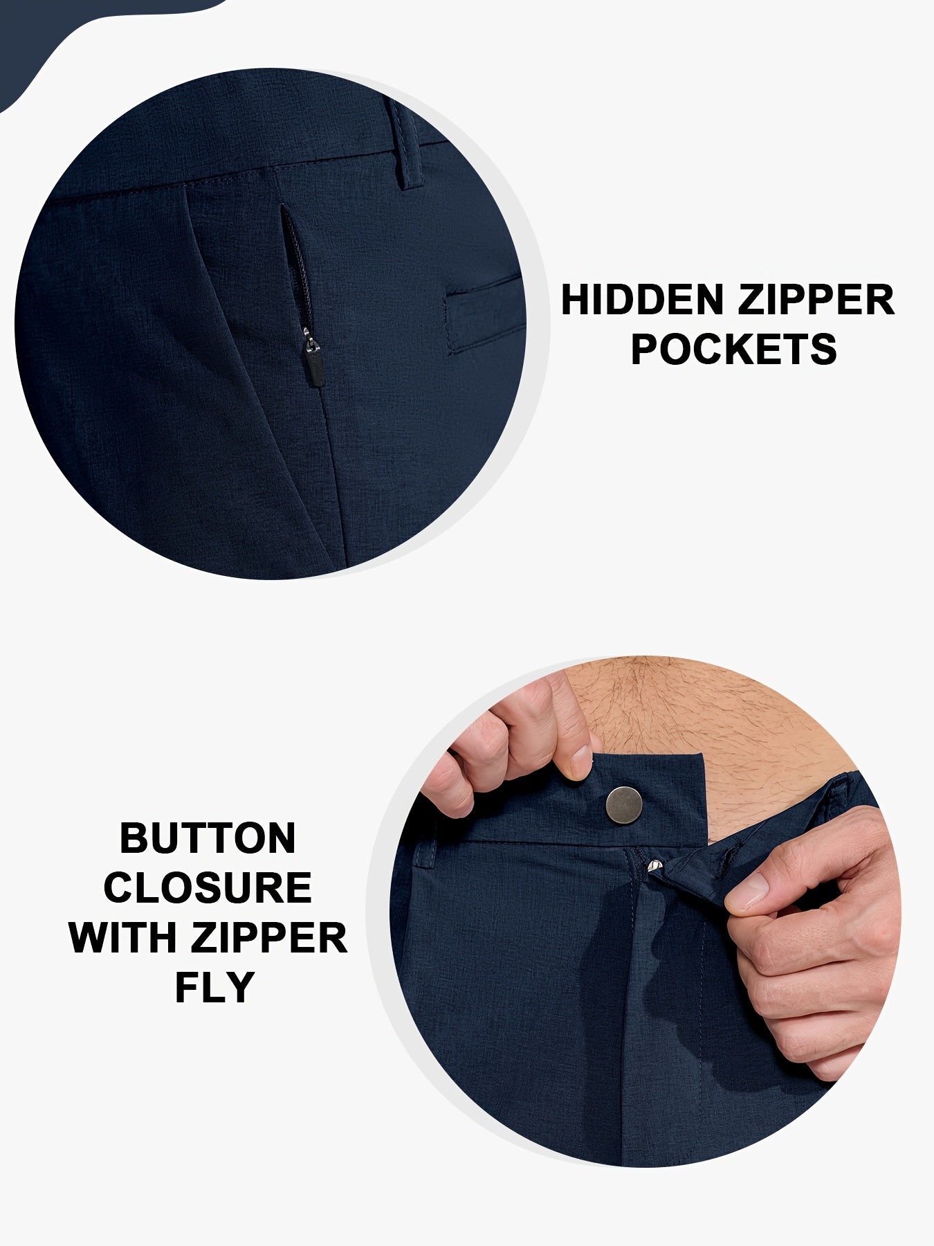 Men's Golf Pants - Lightweight Quick-Dry Stretch Formal & Casual Trousers, Straight Fit with Belt Loop, High Quality Breathable Fabric for Golf, Office, Evening Events - All-Season Mens Athletic Pants, Sports Leisurewear, Metallic Button Details, Work Tro