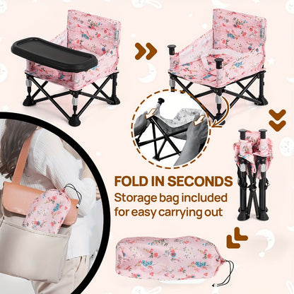 Portable Baby Chair - Foldable Tray Camping Seat