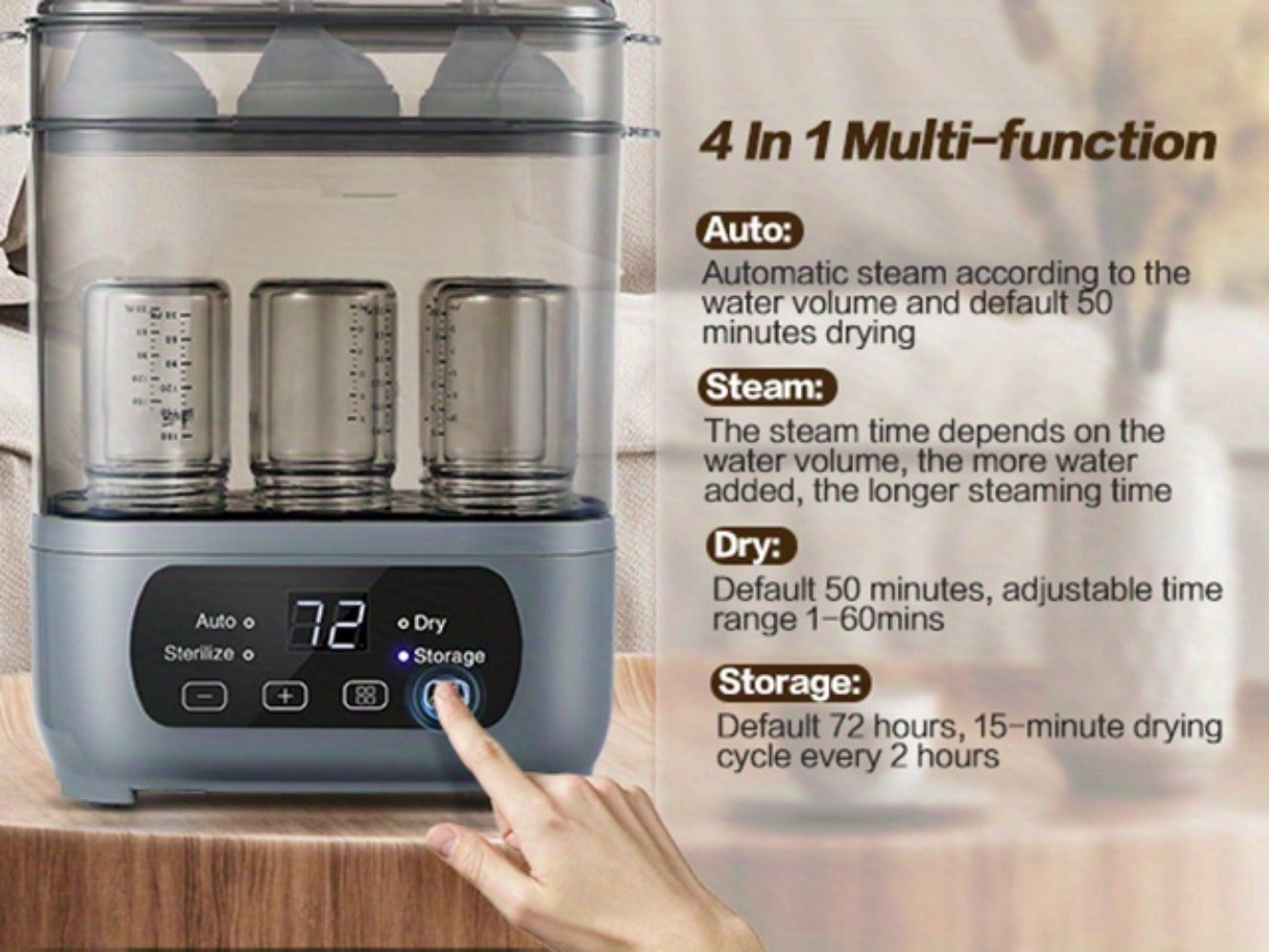Bottle Sterilizer - Electric Steamer Dryer 4-in-1